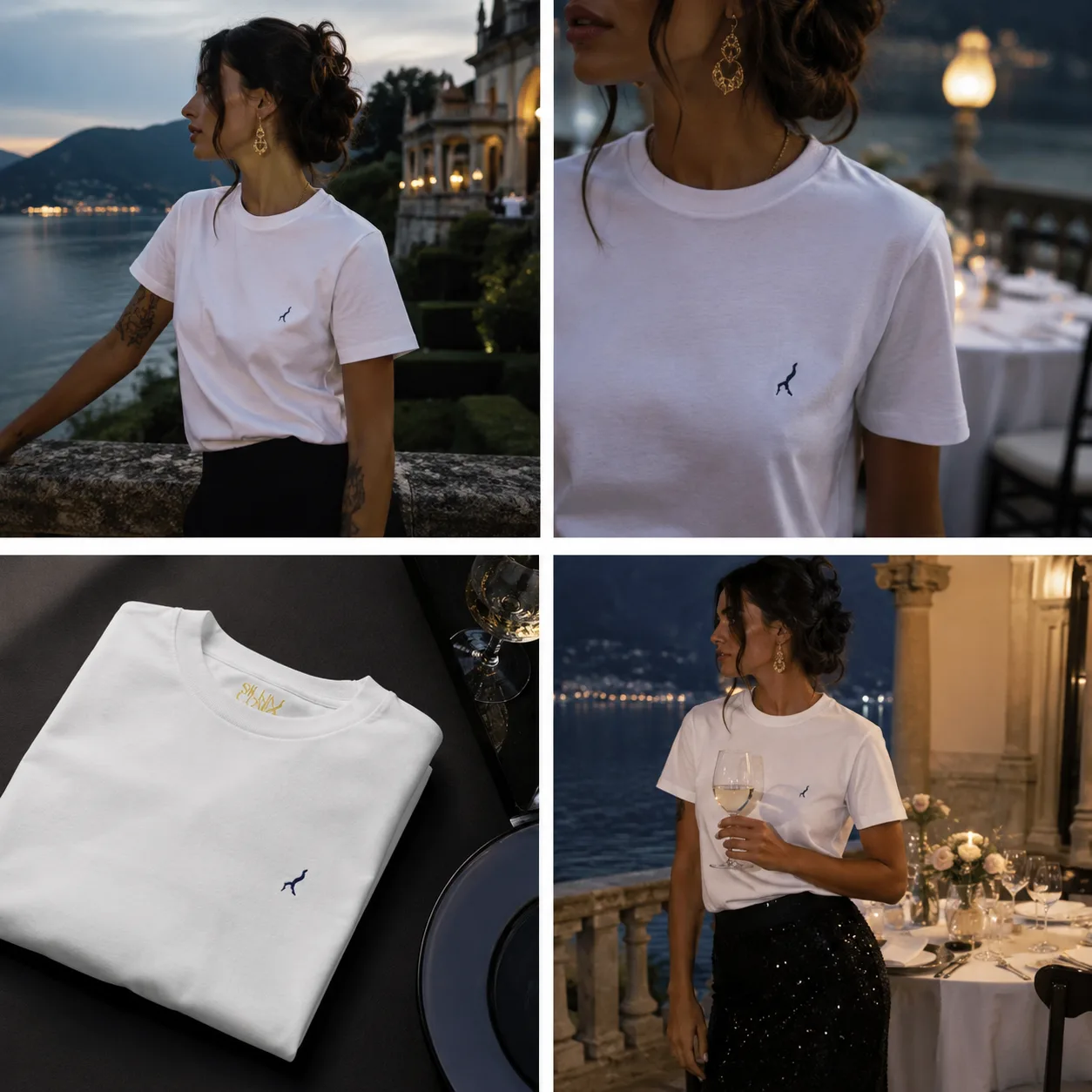 T-shirt bianca Lario: eleganza essenziale per le sere di agosto sul Lago di Como